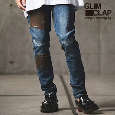 GLIMCLAP Patchwork design tight-fit denim pants 14-022-GLS-CD画像