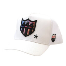 YOSHINORI KOTAKE DESIGN &times; BARNEYS NEWYORK BLACK LINE SPANGLE 444LOGO MESH CAP WHITE画像