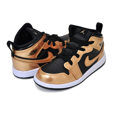 NIKE JORDAN 1 MID SE(TD) black/metallic gold-white DR6969-071画像