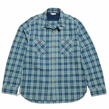 BURGUS PLUS L/S Indigo Check Work Shirt BP14503-1画像