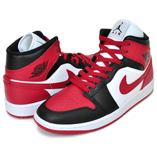 NIKE WMNS AIR JORDAN 1 MID BRED TOE black/gym red-white BQ6472-079画像