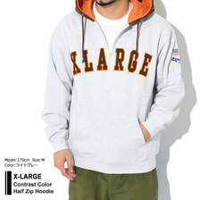 X-LARGE Contrast Color Half Zip Hoodie 101223012015画像