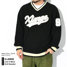 X-LARGE Line V-Neck Knit Sweater 101223015003画像