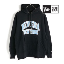 NEW ERA 裏毛 オーバーサイズド プルオーバーフーディー Classic College カレッジロゴ ブラック 13330910画像