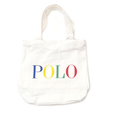 POLO RALPH LAUREN Logo Cotton Canvas Tote WHITE画像