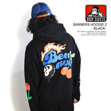 BEN DAVIS BANNERS HOODIE 2 -BLACK- C-23380037画像