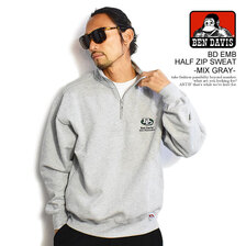 BEN DAVIS BD EMB HALF ZIP SWEAT -MIX GRAY- C-23380038画像