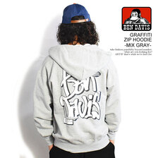 BEN DAVIS GRAFFITI ZIP HOODIE -MIX GRAY- C-23380039画像