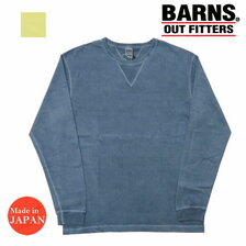 BARNS クルーネック ピグメント ユニオンスペシャル・フラットシーマー 長袖 Tシャツ BR-3043PG画像
