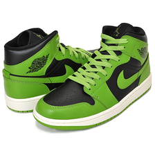 NIKE WMNS AIR JORDAN 1 MID black/altitude green-sail BQ6472-031画像