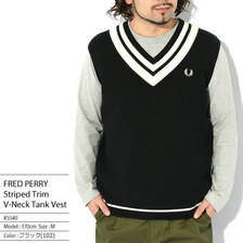 FRED PERRY Striped Trim V-Neck Tank Vest K5540画像