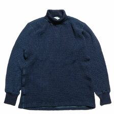 BURGUS PLUS L/S Turtle Neck Waffle Tee Indigo Dye HBP-015TNID画像