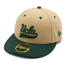 NEW ERA LP 59FIFTY UCLA スクリプトロゴ キャメル &times; フィールドグリーン ダークグリーンバイザー 13529429画像