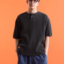 Schott THERMAL PIGMENT O/D HENLEY NECK T-SHIRT画像