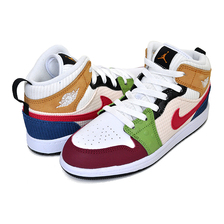 NIKE JORDAN 1 MID SE (PS) white/gym red-black Messy Room DR6958-100画像