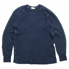 BURGUS PLUS L/S Waffle Tee Indigo Dye HBP-015ID画像