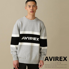 AVIREX PANELLED BORDER LOGO KNIT画像