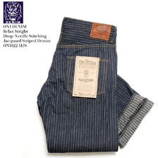 ONI DENIM Relax Stright Drop-Needle Stitching Jacquard Striped Denim ONI022-HJS画像