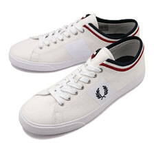 FRED PERRY UNDERSPIN TIPPED CUFF TWILL WHITE/NAVY B7106-100A画像