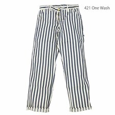 HEADLIGHT &times; FICTION ROMANCE NOS 7oz. 1/2" INDIGO STRIPE WORK PANTS SC42385画像