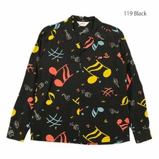 STAR OF HOLLYWOOD HIGH DENSITY RAYON L/S OPEN SHIRT - ROCKIN' NOTES - SH29083画像