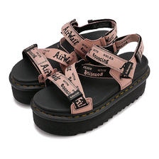 Dr.Martens Kimber Quad Peach Beige/Black Text Airwair Webbing & Peach Beige Athena 30755329画像