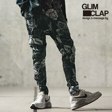 GLIMCLAP Jersey fabric patterned pants-monochrome botanical pattern- 14-042-GLS-CD画像