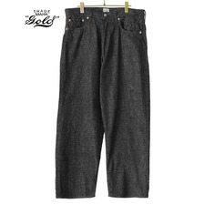 GOLD RECYCLED WASTE SUVIN COTTON YARN 11.5oz. DENIM 5POCKET WIDE PANTS 23A-GL42353A画像