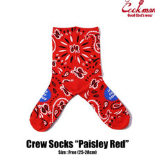 COOKMAN Crew Socks Paisley Red 233-31960画像