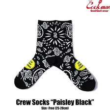 COOKMAN Crew Socks Paisley Black 233-31958画像