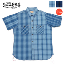 SUGAR CANE INDIGO TIPEWRITER CHECK S/S WORK SHIRT SC39117画像