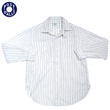 POST OVERALLS 3217 St.Louis Dobby stripe shirts white画像