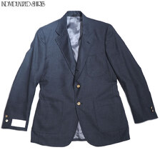 INDIVIDUALIZED CLOTHING WOOL HOPSACK BLAZER navy made in U.S.A.画像
