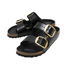 BIRKENSTOCK Arizona Big Buckle NATURAL LEATHER High Shine BLACK 1021476画像