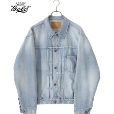 GOLD RECYCLED WASTE SUVIN COTTON YARN 11.5oz. DENIM PLEATED BLOUSE DAMAGED MODEL 23A-GL15243H画像