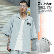 Subciety GINGHAM CHECK EMBLEM SHIRT 104-22887画像