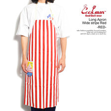 COOKMAN Long Apron Wide stripe Red -RED- 233-32912画像
