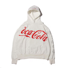 COCA-COLA SLANTING LOGO HOODIE WHITE画像