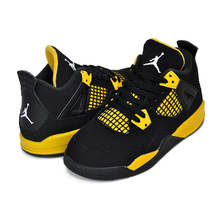 NIKE JORDAN 4 RETRO (PS) THUNDER black/white-tour yellow BQ7669-017画像