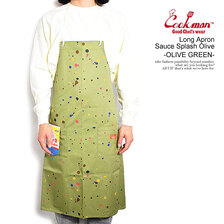 COOKMAN Long Apron Sauce Splash Olive -OLIVE GREEN- 233-32909画像