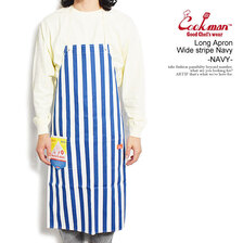 COOKMAN Long Apron Wide stripe Navy -NAVY- 233-32910画像