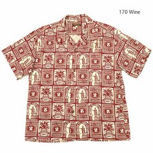 SUN SURF COTTON HERRINGBONE OPEN SHIRT "HAWAIIAN STAMP" SS39096画像