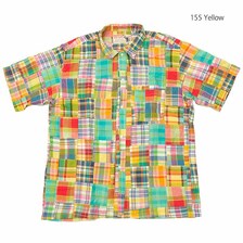 SUGAR CANE MADRAS CHECK PATCHWORK S/S BUTTON DOWN SHIRT SC39124画像