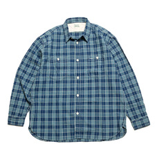 BURGUS PLUS Indigo Check Work Shirt Wide Silhouette HBP-300CKWD画像