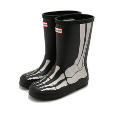 HUNTER LITTLE KIDS ORIGINAL FIRST CLASSIC METALLIC SKELETON BOOT KFT5099RMA-BLK画像