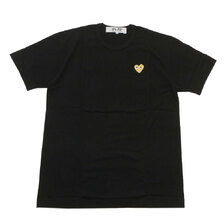 PLAY COMME des GARCONS MENS GOLD HEART ONE POINT TEE BLACKxGOLD画像