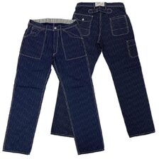 FREEWHEELERS &ldquo;LONGSHOREMAN&rdquo; OVERALLS 1900~1920s STYLE WORK CLOTHING INDIGO WABASH STRIPE 2512001画像