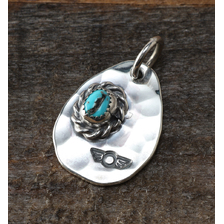 THE FLAT HEAD PENDANT TOP - METAL STAMP WHIT TURQUOISE - FN-JP-217画像