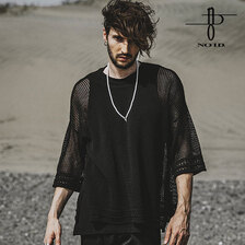 NO ID. BLACK レイヤードシアーニットBIG-PO 453010-495K画像