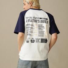 AVIREX WEST COAST MENU DESIGN RAGLAN T-SHIRT 7833134107画像